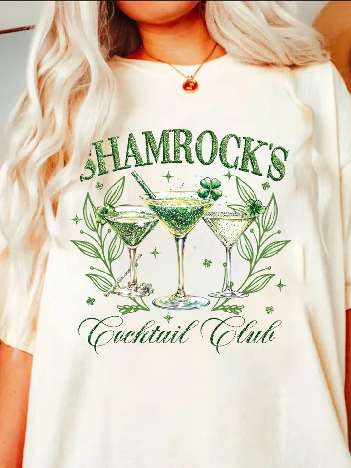 Shamrock's Coctail Club PNG, St. Patrick’s day Png Designs, Retro St. Patrick’s Png, Trending Png, Trendy St.Pattys Day Png, Retro Irish Day