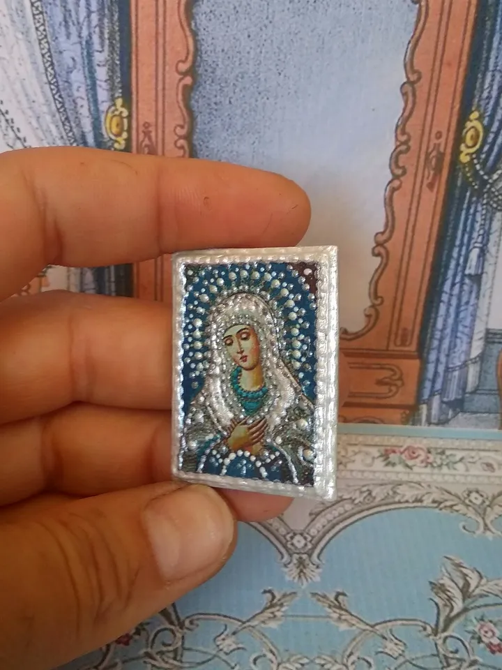 Miniature icon. Christmas.1:12 scale.Dollhouse miniature. Christmas. 1:12.Handmade.