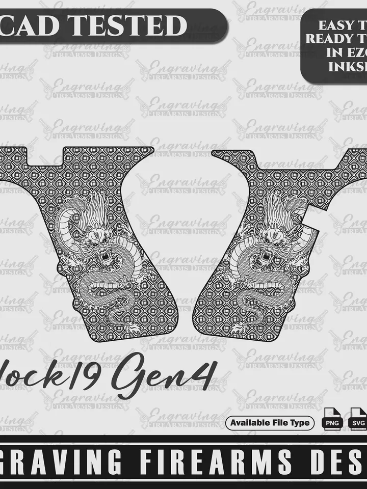 Engraving firearms design Glock19 Gen4 Gripper With Dragon