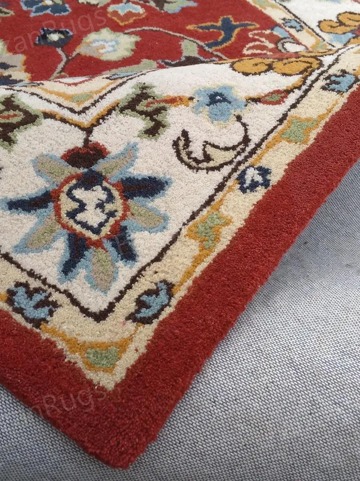 Buy 8x10 Red Abushan Floral Rug Hand Tufted Area Rug Handmade 100% Wool Carving Rugs for Home Living Dining Bedroom Office 8x10 9x12 12x15
