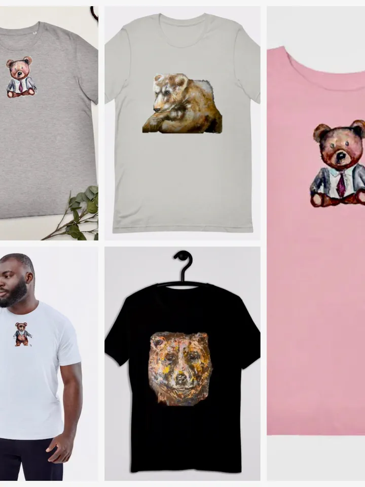 Bear with a pint Unisex t-shirt,bear with beer t shirt from my original watercolour painting,humorous t shirts,designer animals shirts