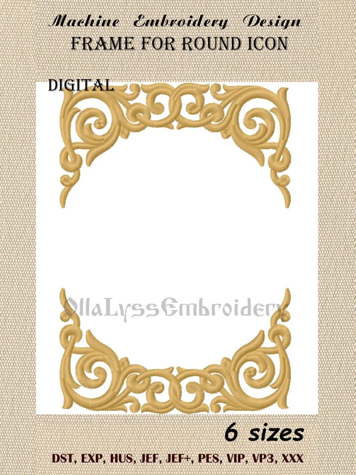 Frame For Round Icon embroidery design