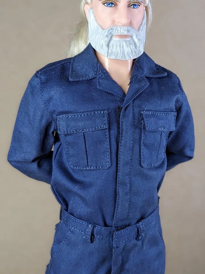 Premium navy blue military-style jacket, pants for 12-inch fashion male dolls