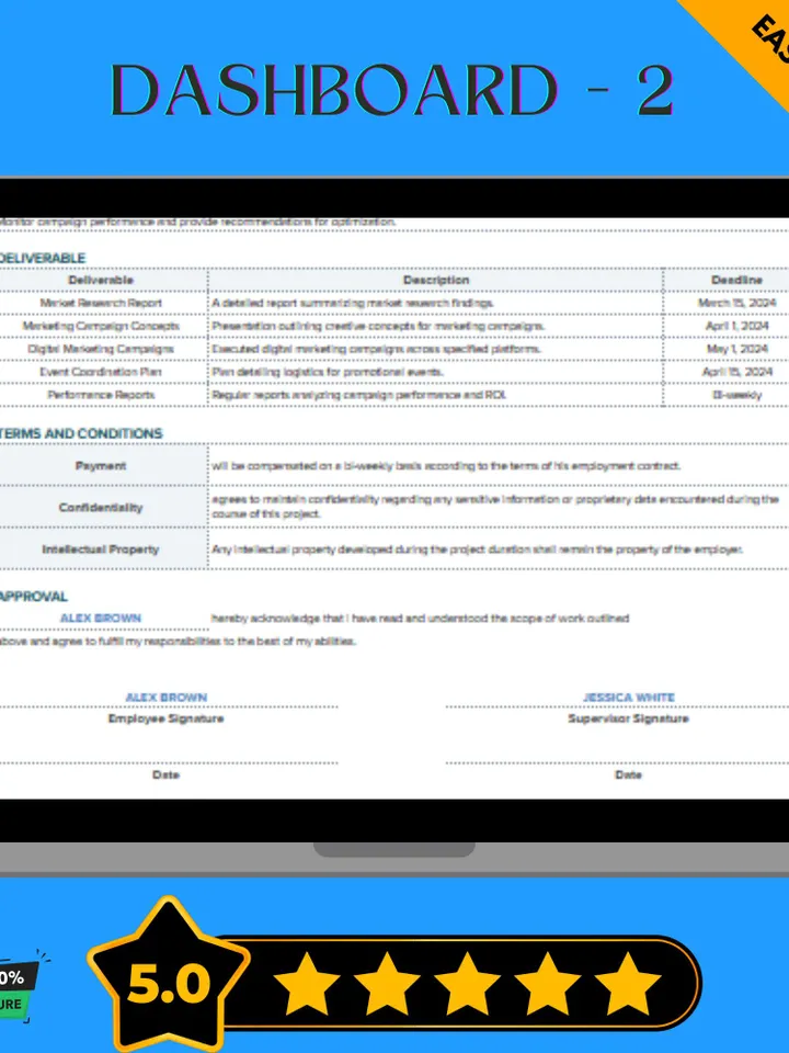Employee Statement of Work Template | Job Scope Document & Work Agreement Form | Google Sheets SOW Template