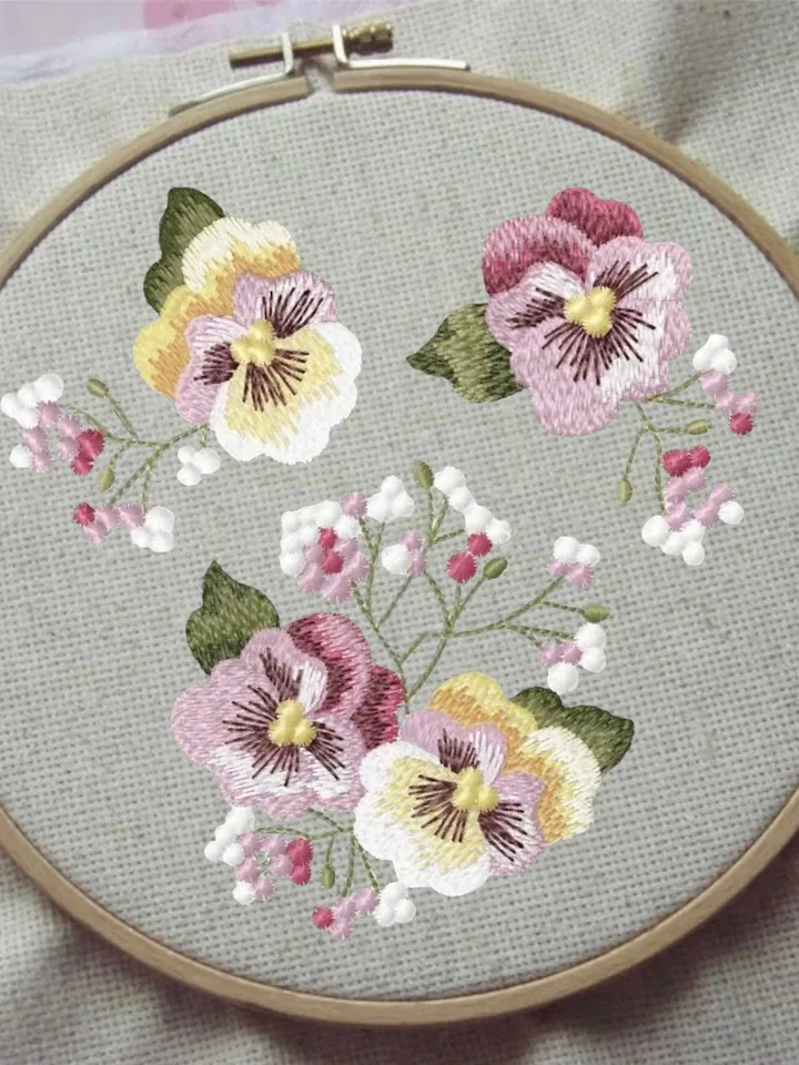 Set of Pansies Flowers (40% discount) Machine embroidery designs digital embroidery pattern motif 3D pattern motif Flower FSL embroidery