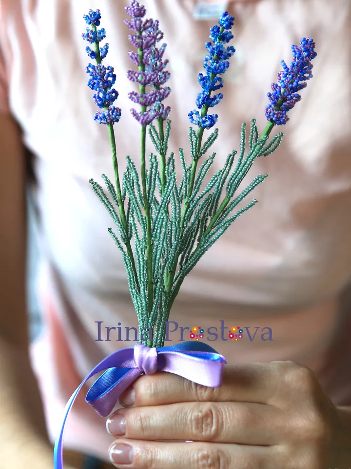 Beaded Flowers pattern |  Lavender  | Seed bead patterns | Beadwork pattern | Digital Download - PDF