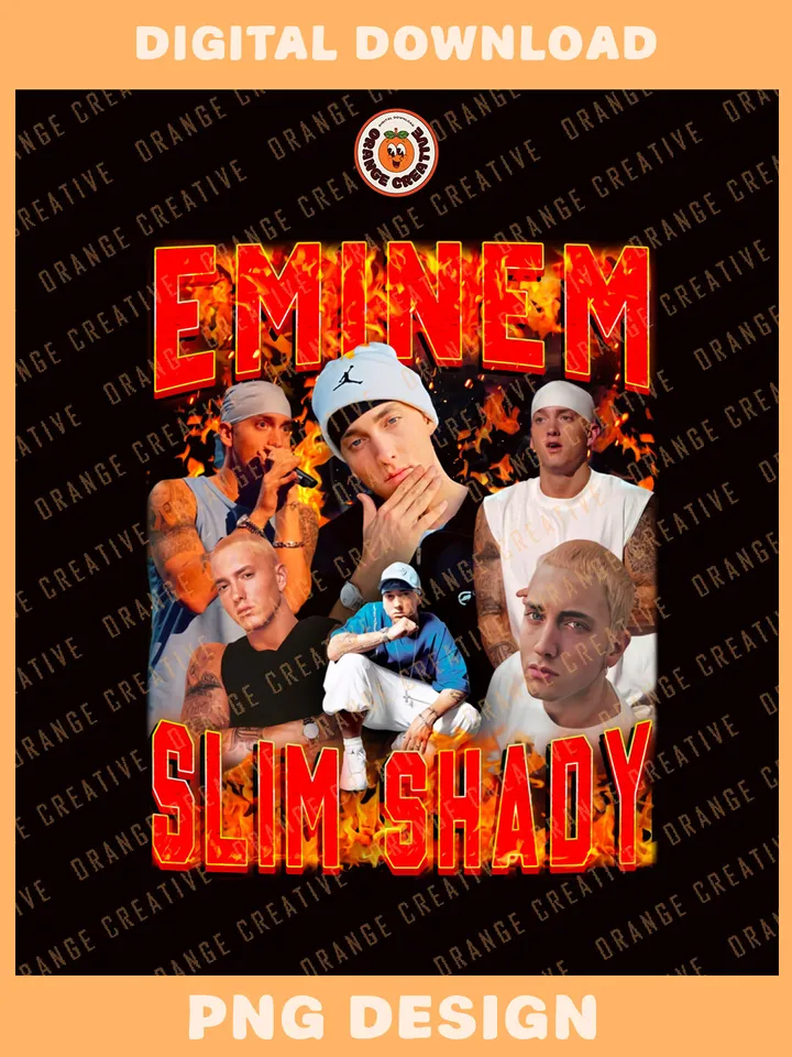 Emi.nem Rapper Bootleg T-shirt PNG, 90s Bootleg Template, Graphic Slim Shady PNG Files, Custom Bootleg Hip Hop Rap Tee, Digital Download