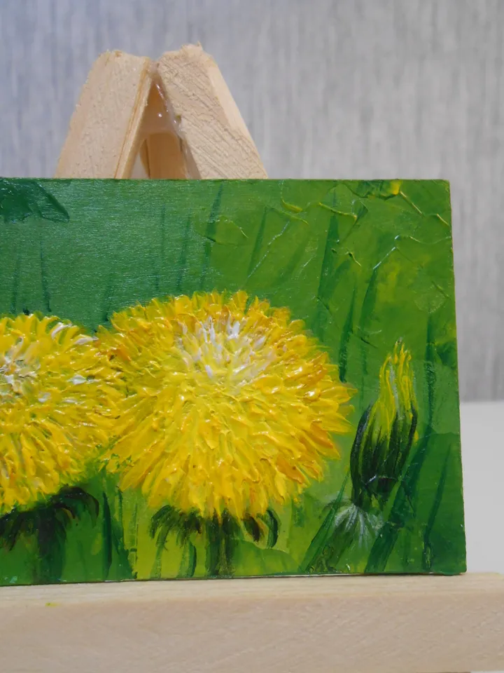 Dandelions.Oil painting.