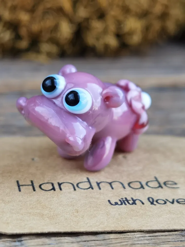 Glass beads Hippo beads Lampwork beads hippo figurine Glass hippo Miniature hippo Tiny glass animals Blown glass art Terrarium