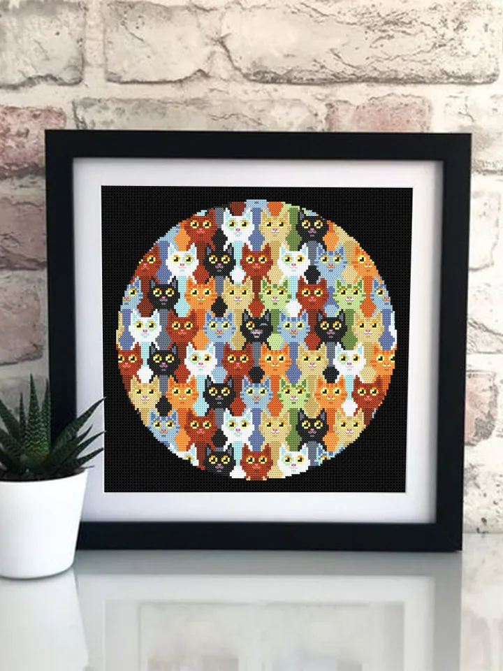 Funny cats cross stitch pattern PDF download Cat sampler cross stitch chart, Cat embroidery PDF, Cute kitten design, Cat lover gift #K15