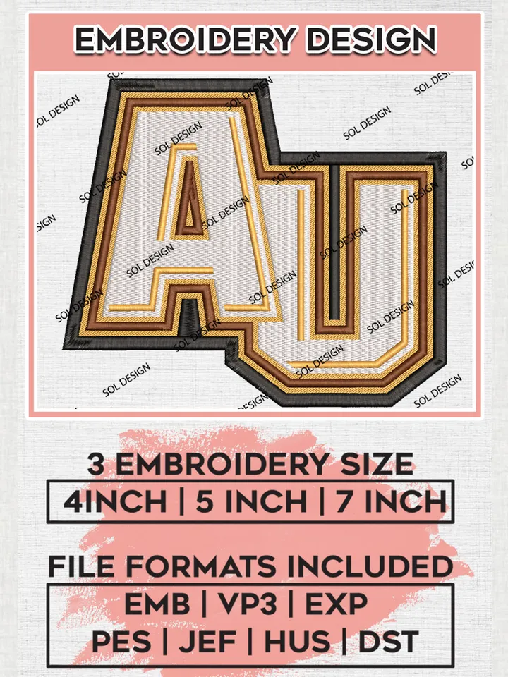 AU Panthers NCAA Team Logo Embroidery Design Files, NCAA Adelphi Panthers Machine Embroidery, NCAA Teams, 3 sizes, NCAA Machine embroidery designs, Digital Download