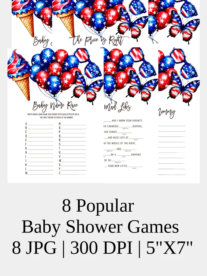 Patriotic Baby Shower Games Set