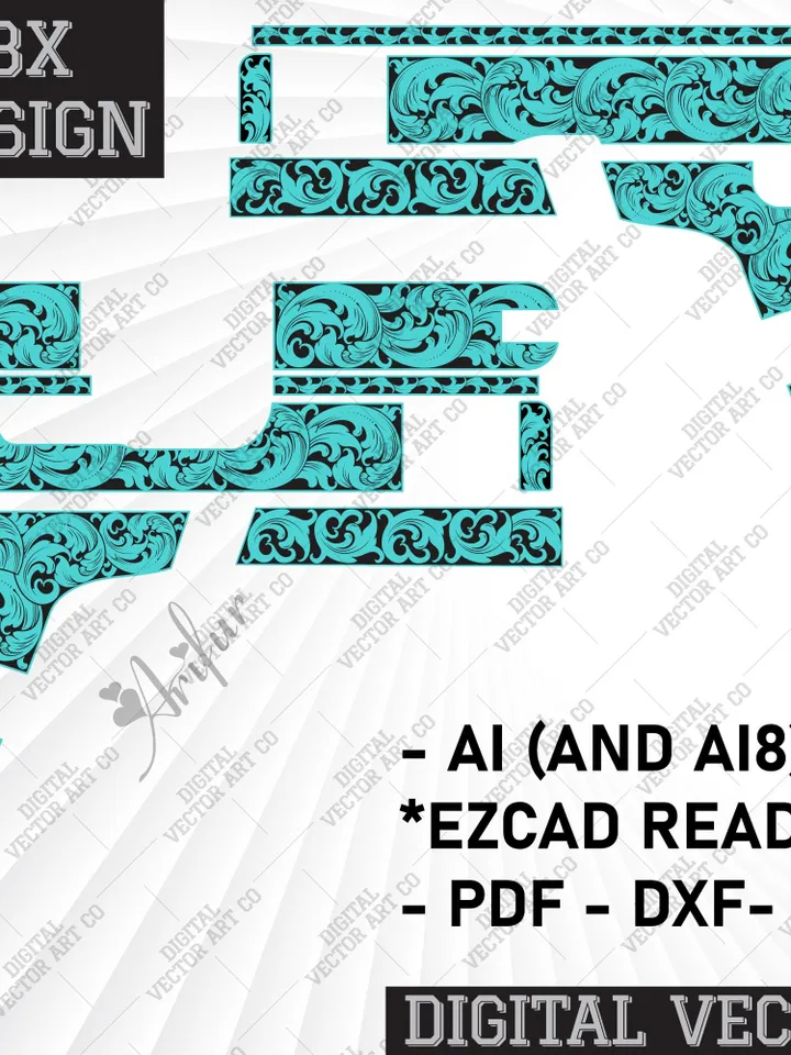 Engraving Glock 43x Scroll Design for Firearms Laser Engraving Files