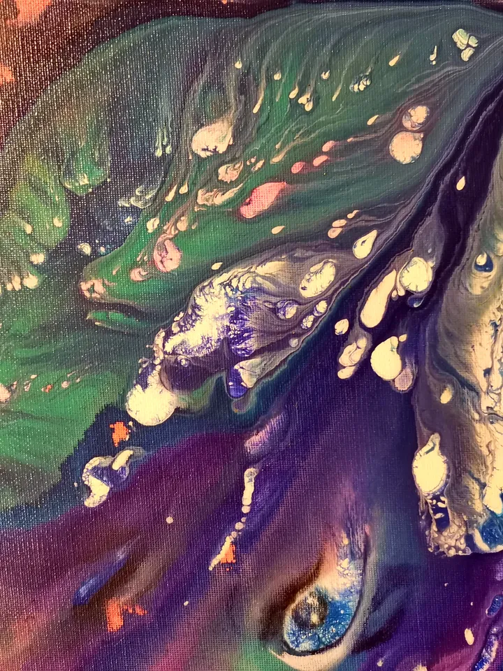 Sea Art Original Oil Painting Abstract Ocean Stingray Fish Underwater Artist Svinar Oksana