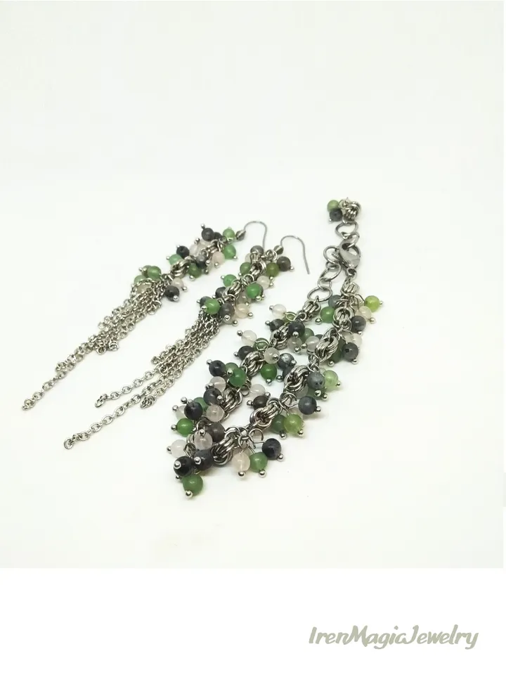 Summer Jewelry Set – Gemstone Bracelet & Earrings in Pastel Tones