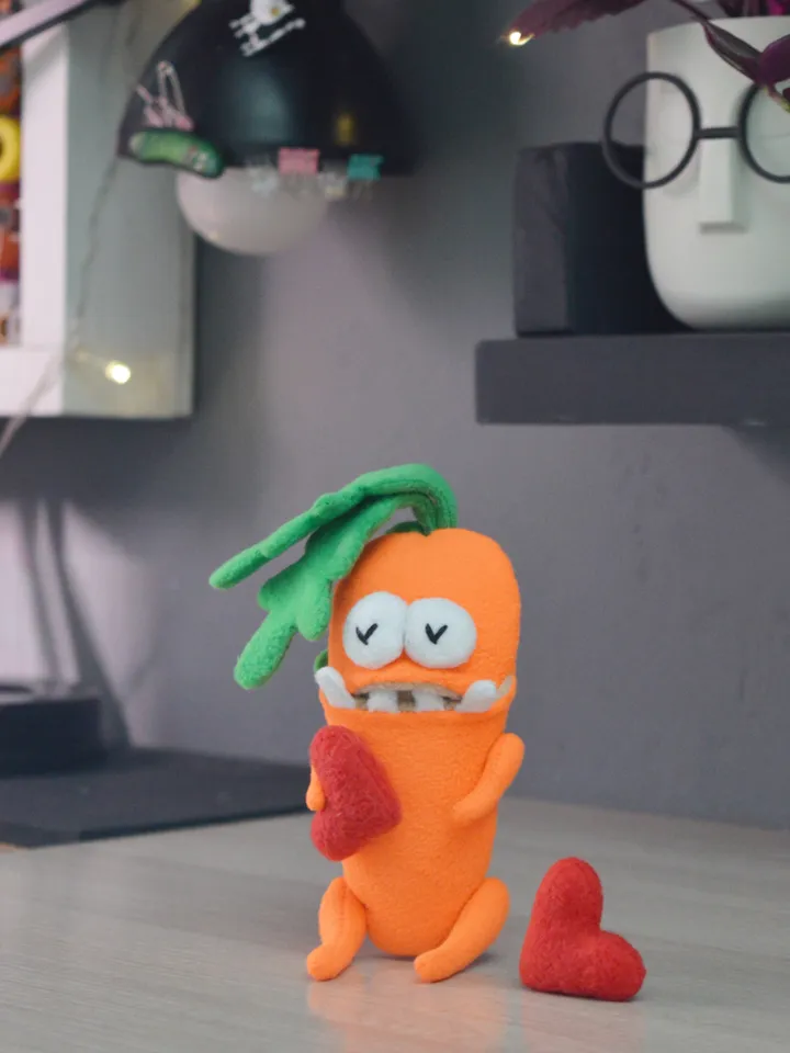 PDF Plush Carrot Pattern – Fleece Softie Toy with Pocket Mouth