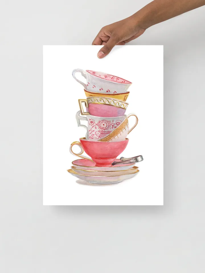 Tea Cup Wall Art Watercolor Painting Print Tea Lovers Gift Kitchen Art Mother Daughter Gift Cups Painting Gift For Tea Lover Wall Art Print