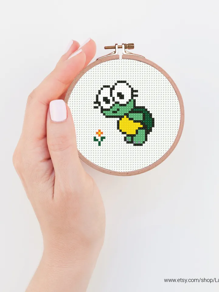Mini cute turtle Cross stitch patterns, contemporary sea turtle, animals, beginner counted, modern chart, gift DIY, embroidery, instant PDF