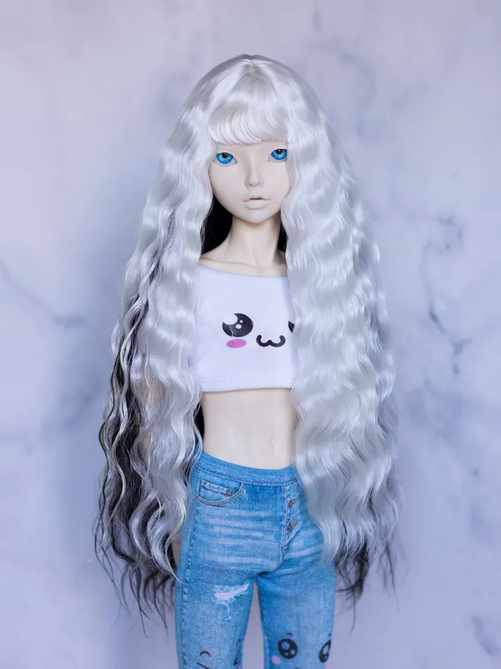 White&black angora wig for Minifee