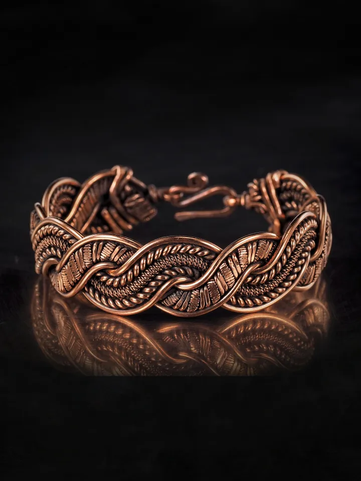 Copper wire wrapped bracelet for woman 7th Anniversary gift Small size bracelet