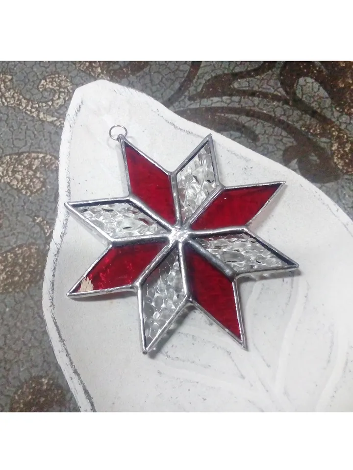 Christmas decorations, snowflake suncatcher, christmas tree star, new year tree toy, hygge christmas