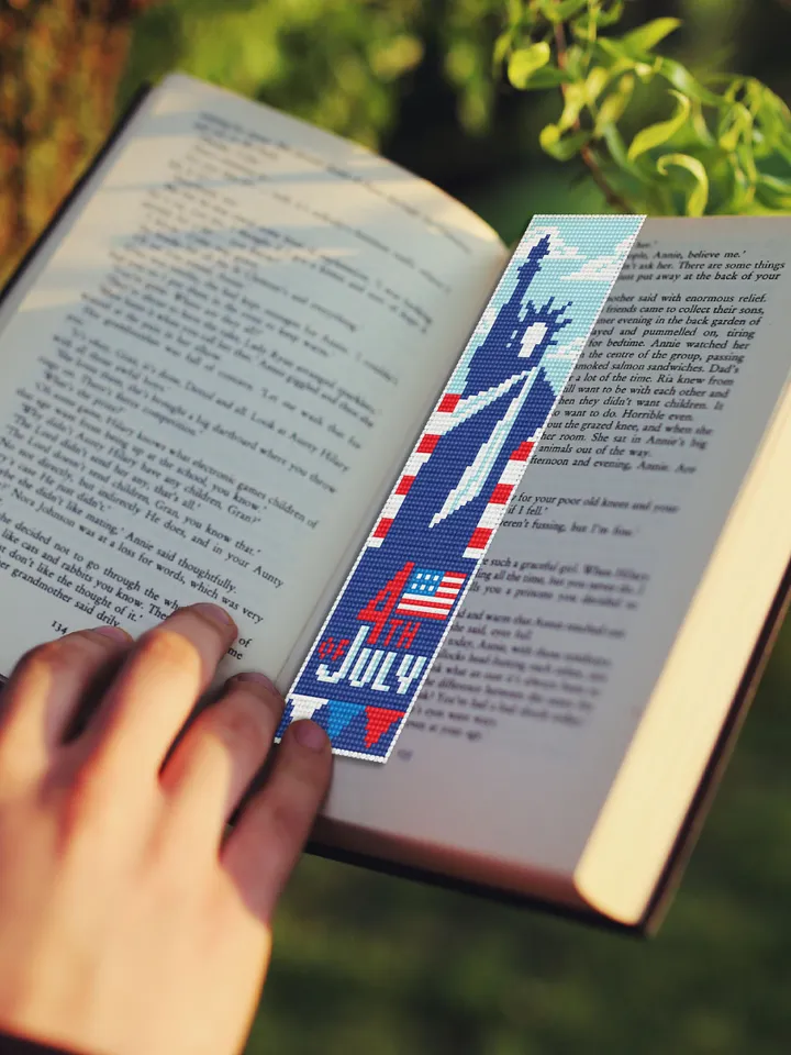 Bookmark USA cross stitch pattern digital PDF Handmade bookmark 4th of July embroidery beginners Instant download Independence Day #B20