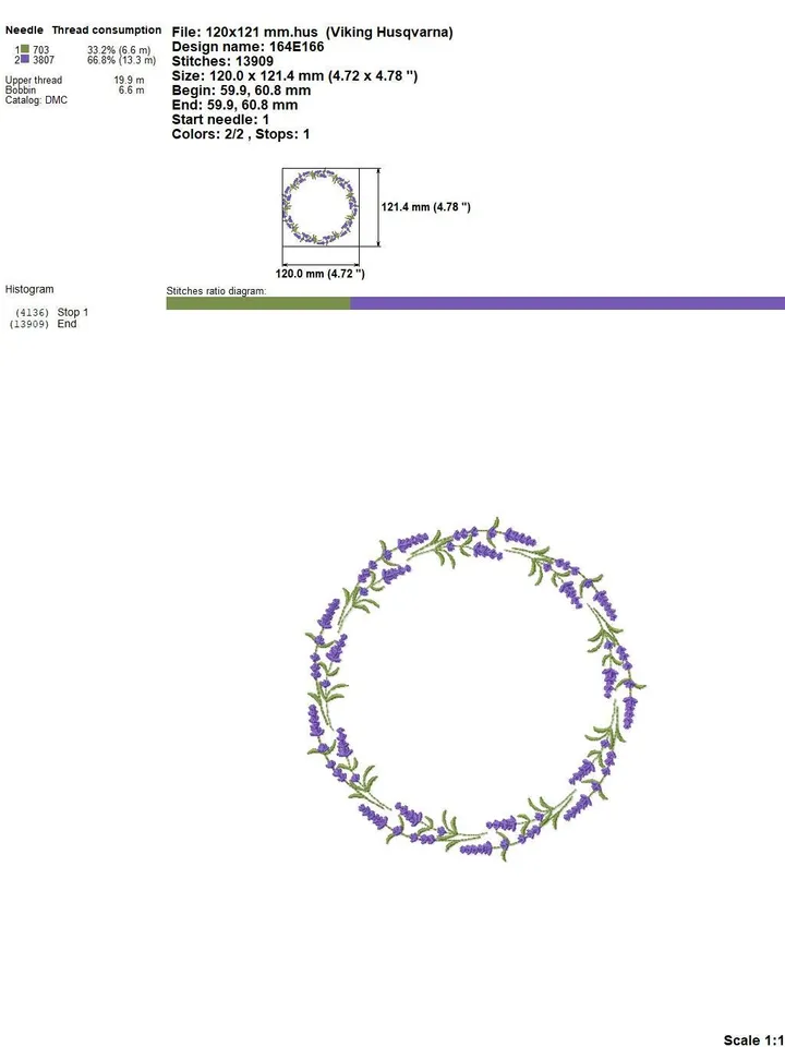Lavender embroidery design Machine embroidery Lavender wreath 4 sizes and border embroidery 3 sizes, Flower embroidery files download #R51