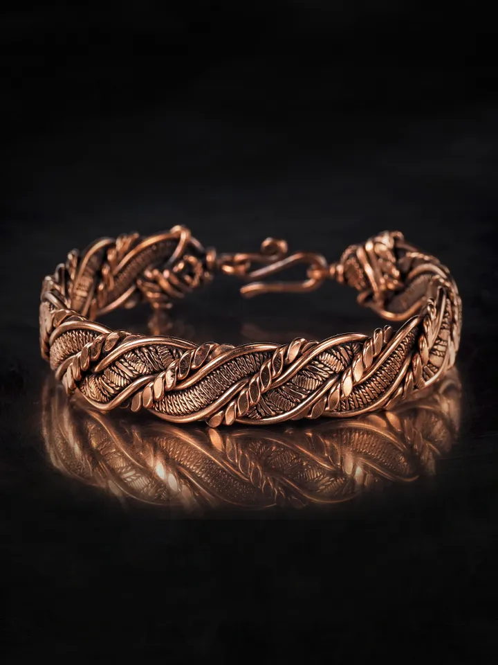 Woven copper wire bracelet Antique style handcrafted copper jewelry Unique gift