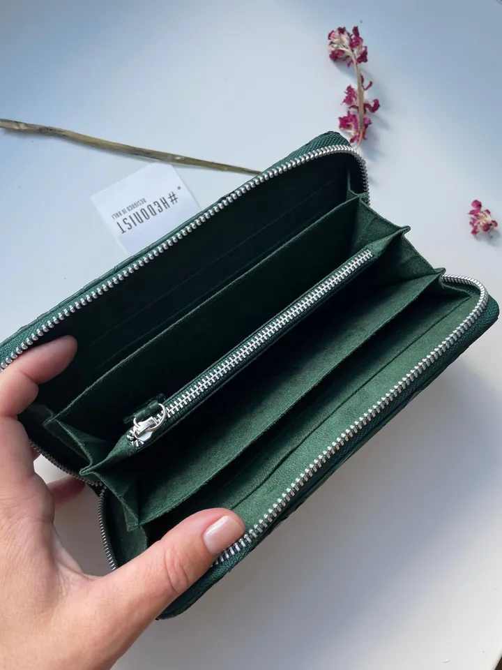 Python Wallet Dark Green | Genuine Python Skin Green Bottle Color Wallet Unissex | Calssy Elegant Python Genuine Leather Wallet Handmade New