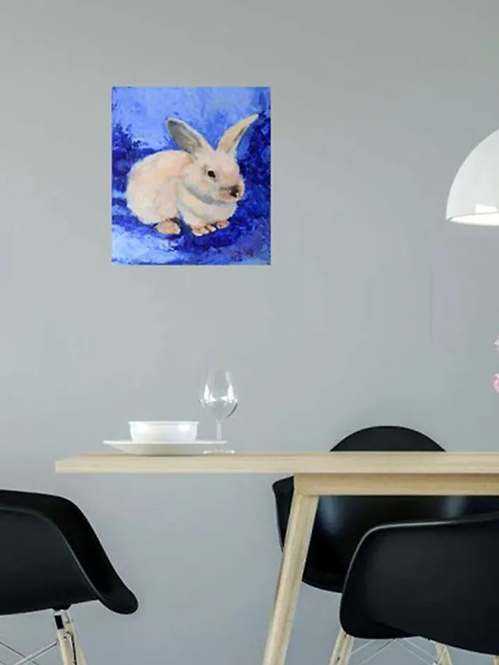 Bunny Oil Painting Animal Original Art Rabbit Oil Artwork
