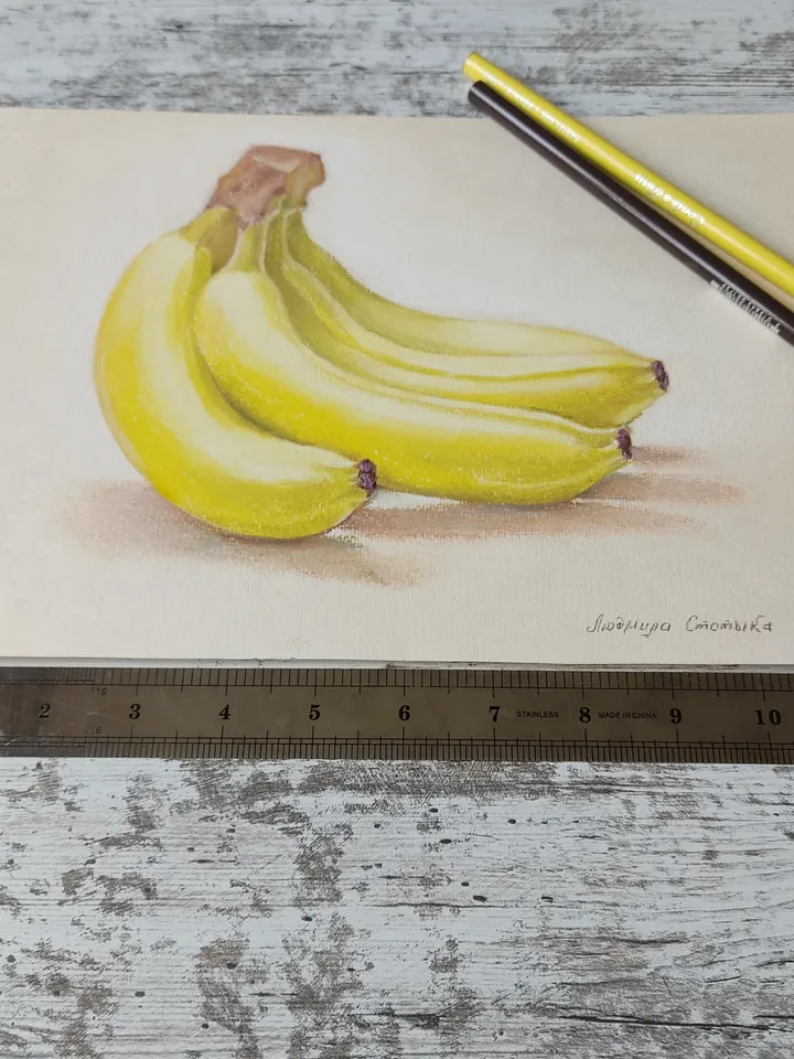 Bananas.Original soft pastel drawing.