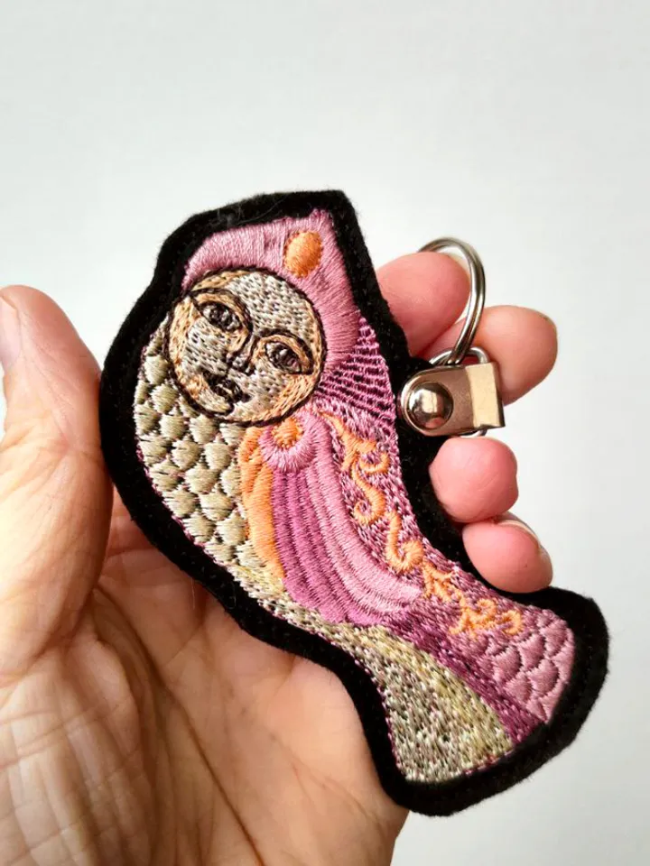 The sirin bird 1. Ethno-style. Machine embroidery design.