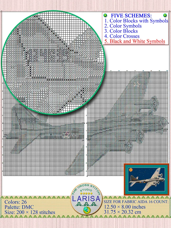 Flying Fortress Cross Stitch Pattern | Heavy Bomber B-17
