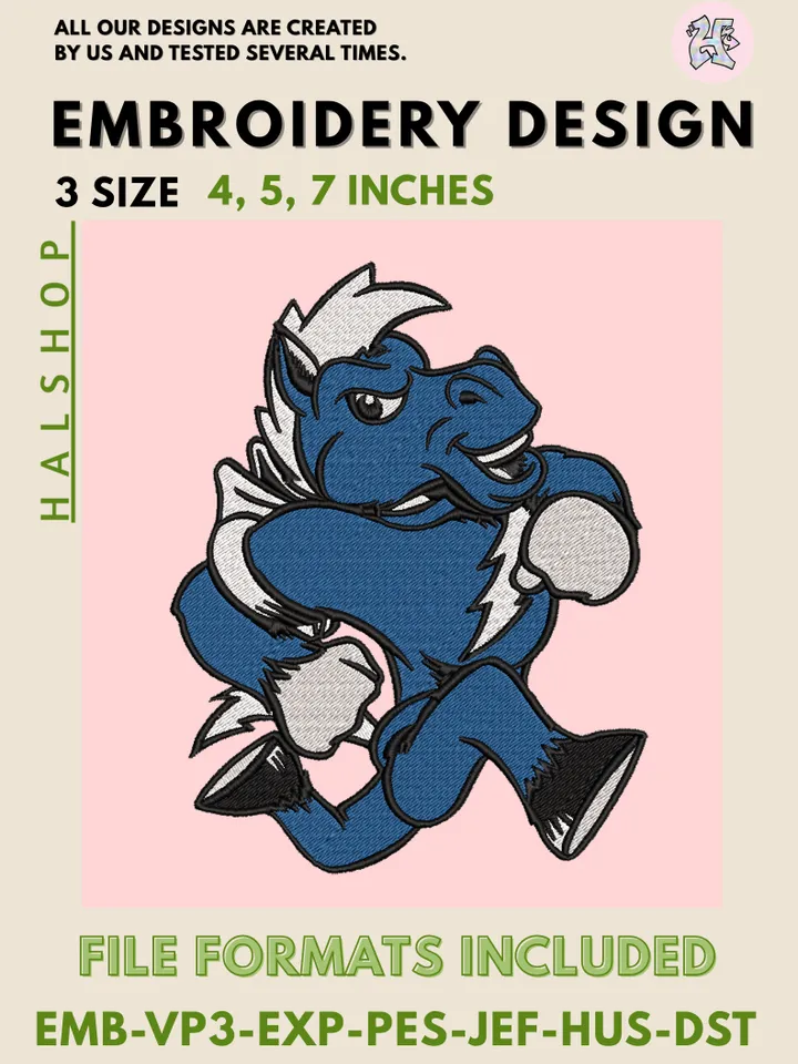 Middle Tennessee Blue Raiders NCAA Team Funny Mascot Logo Embroidery Design Files – College Sports Machine Embroidery, 3 Sizes, Digital Instant Download