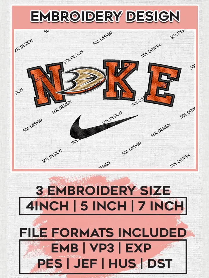 Nike Anaheim Ducks Machine Embroidery Files, NHL Anaheim Ducks Embroidery Designs, NHL Ducks Logo, NHL Machine Embroidery Designs, Digital Download