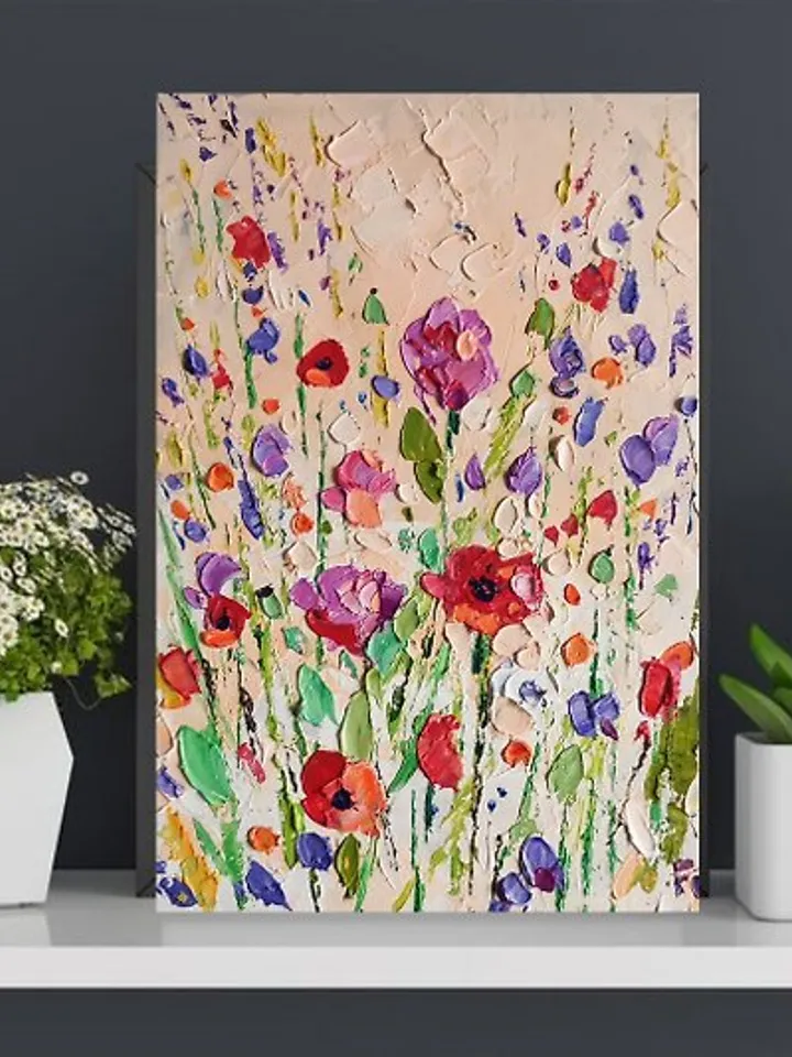 Poppy Painting Wildflower Wall Decor Original Art Oil Painting Verafe