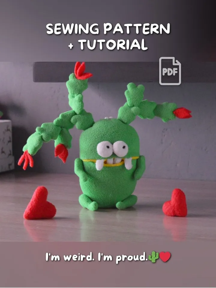 Fleece Plush Cactus PDF Pattern – Ziggy Cactus Soft Toy DIY