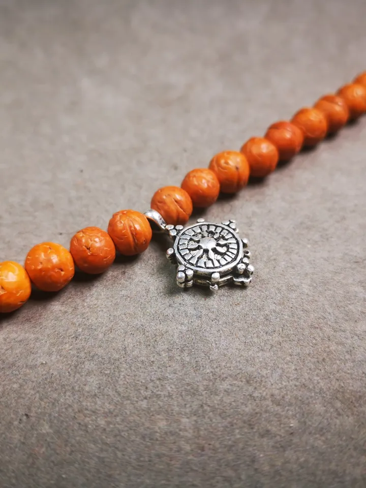 Gandhanra Handmade Buddhist Mala Counter Clip,Bum Counter Clip for Prayer Beads,Dharmachakra / Prayer Wheel Shape,Mala Accessories