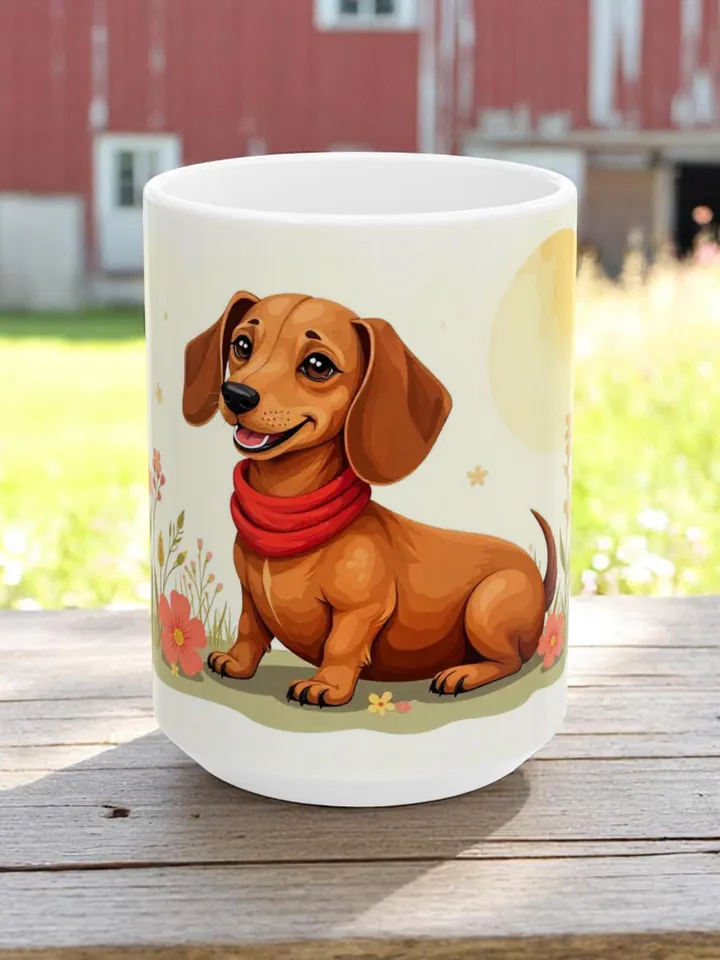 Dachshund Ceramic Mug, Cute Dachshund Design, Dog Lover Gift, Birthday Gift, Coffee Time Mug, Pet Lover Mug, Home Decor Mug, 11oz & 15oz