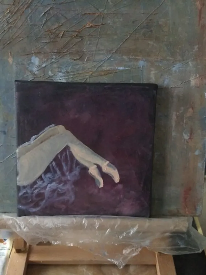 Oil Painting Ballerina in Pointe Shoes on Theater Stage Ballerina Girl Original Art Wall Art Handmade 8x8 inches