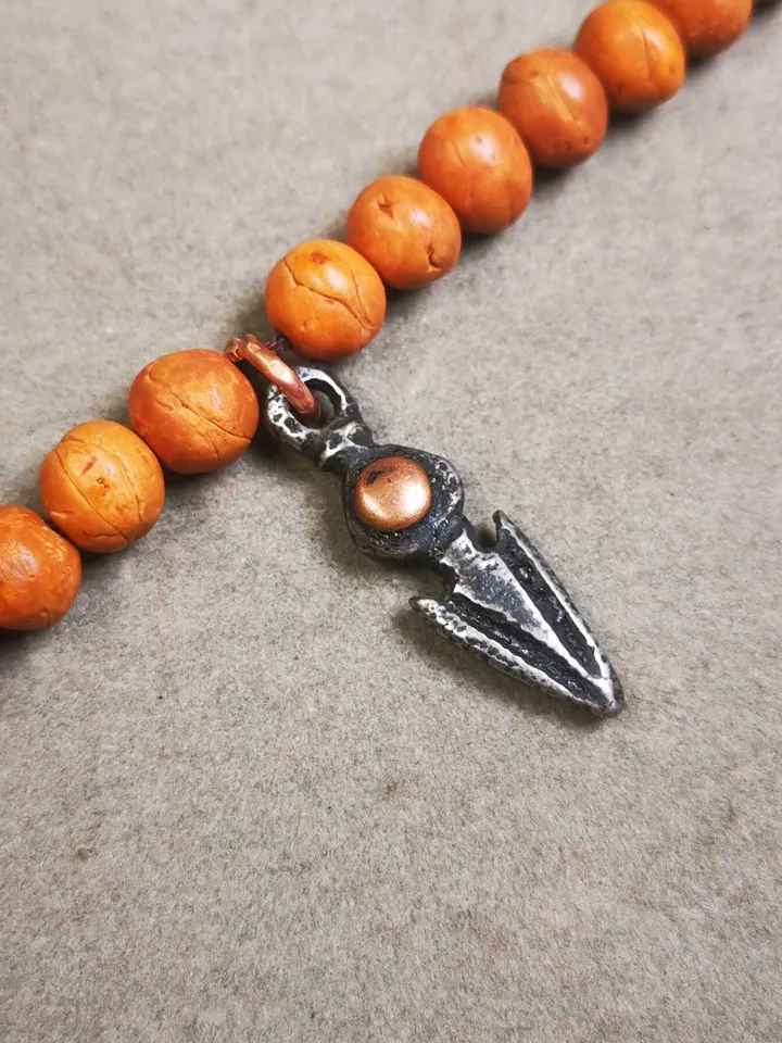 Gandhanra Handmade Tibetan Mala Amulet, Phurba Pendant for Prayer Beads,Necklace,Bag Hanging Accessories,Made of Cold Iron,1.3" × 0.35"