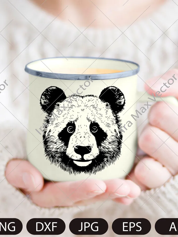 Panda Svg, Panda Clipart, Panda Png, Panda Head, Panda face svg, Panda Silhouette, Animals Silhouette