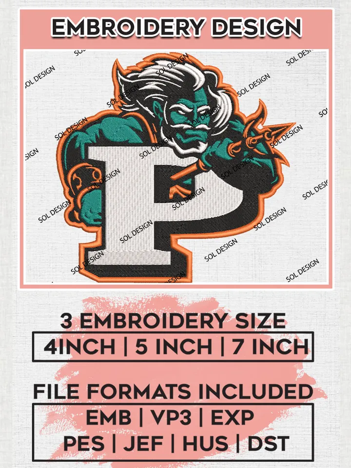 NCAA Pepperdine Waves Team Mascot Logo Embroidery Design Files, NCAA Pepperdine Waves Machine Embroidery, NCAA Teams, Game Day, 3 sizes, NCAA Machine embroidery designs, Digital Download