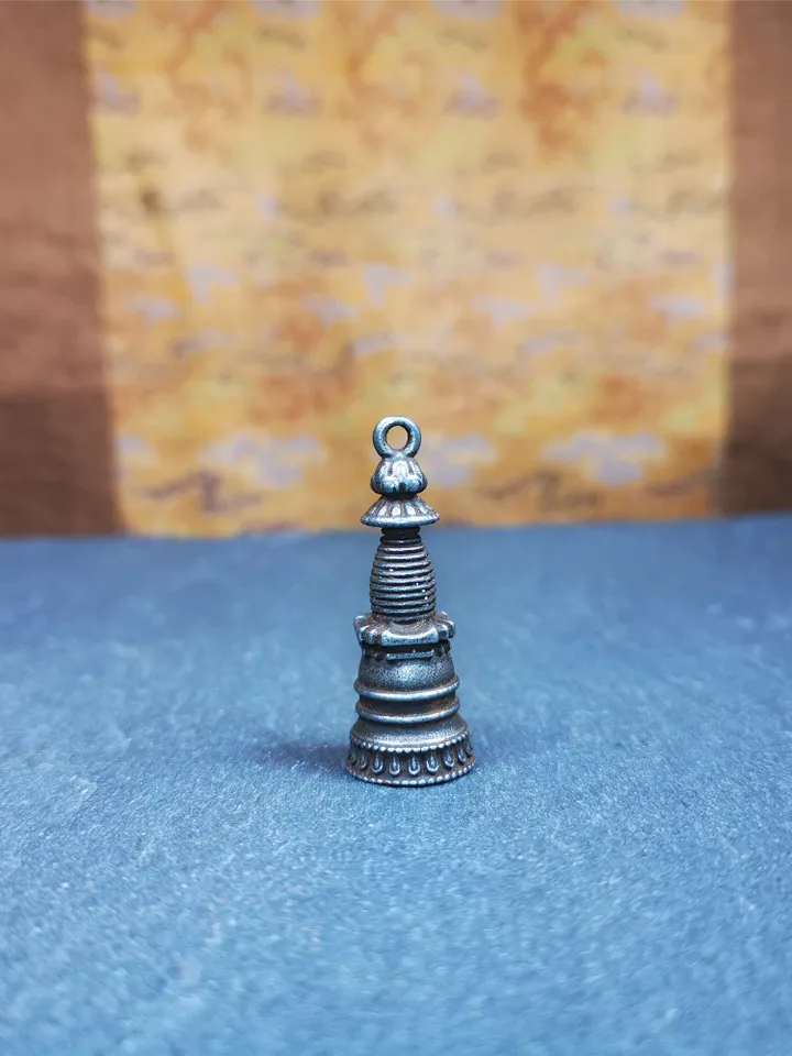 Gandhanra Handmade Tibetan Buddhist Amulet,Stupa,Pagoda,Buddhist Tower Pendant,Made of Cold Iron,1.38 inches