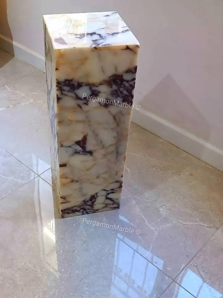 Calacatta Viola Marble side table,plinth italian marble 100% handmade, cube marble, calacatta plinth 1 PCS