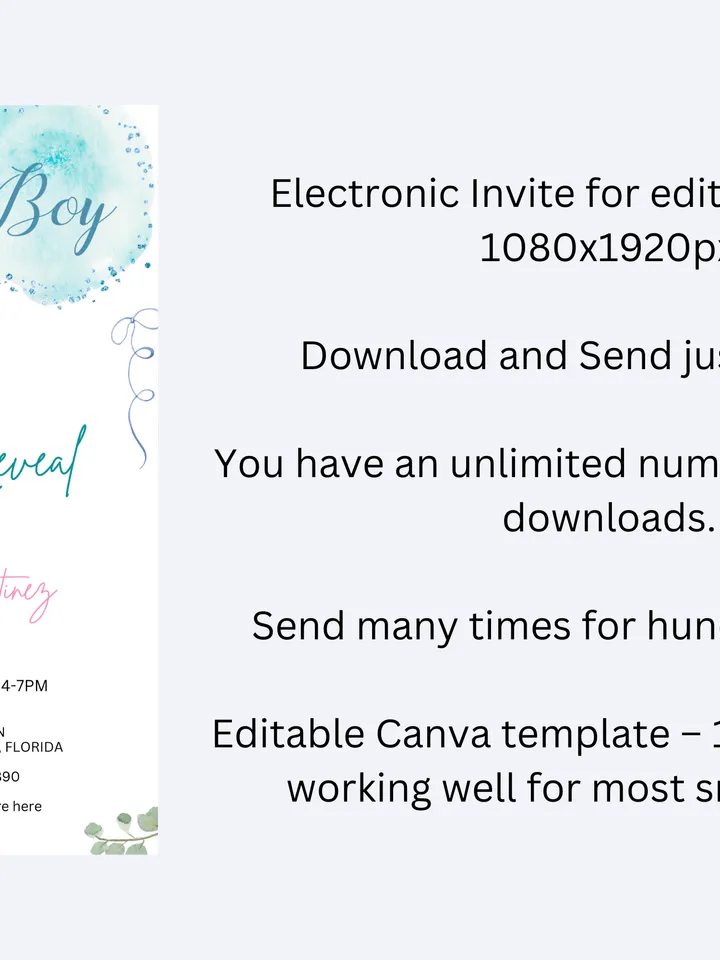 Balloons Gender Reveal Invitation