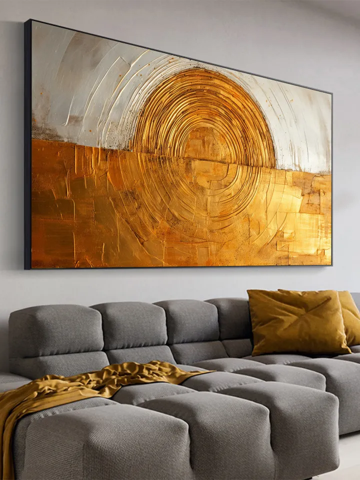Original Gold Foil Oil Painting on Canvas, Large Wall Art, Textured Golden Acrylic Painting, Living room Wall Decor, Custom Painting, Gifts