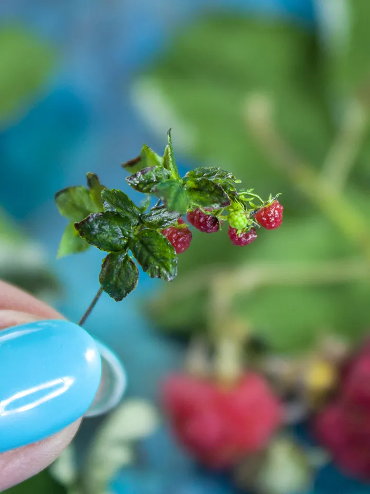 TUTORIAL Miniature raspberry with polymer clay and air dry clay