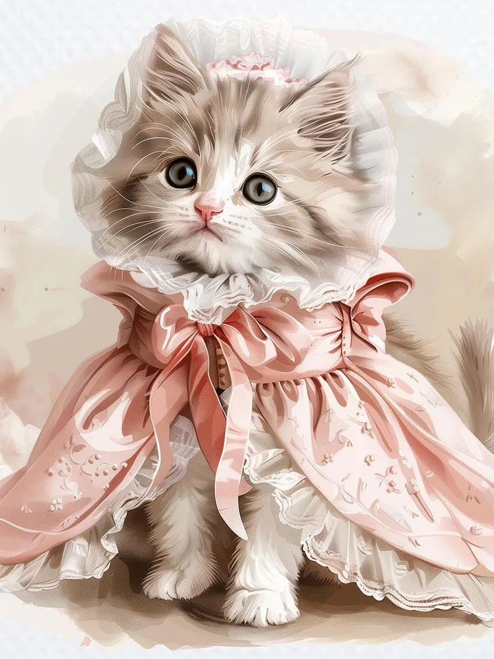 18 Kitten in dress PNG bundle, Floral Kitten Shabby Chic Clipart, Printable Watercolor floral cat Clipart for sublimation, junk journal