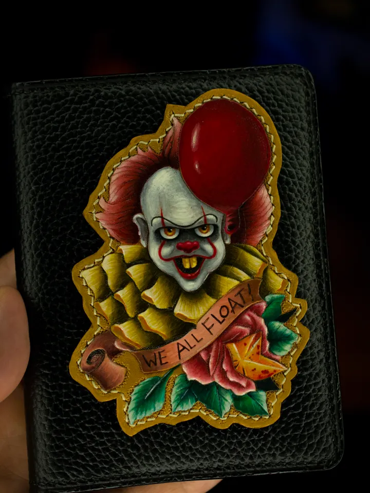 Wallet Genuine brown leather Pennywise The dancing clown original handmade